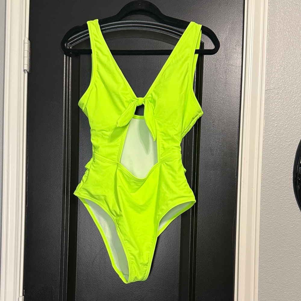 Neon Green cutout one piece NWOT